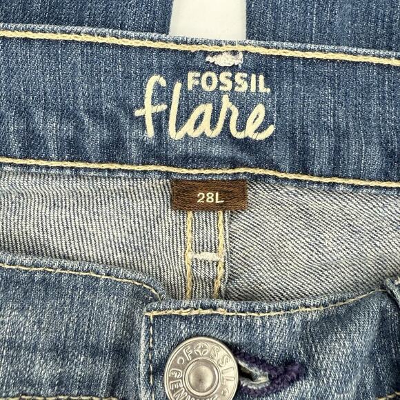 VTG Y2K FOSSIL Flare Women’s Jeans Worn Boot Cut 28 X 32 Raw Edge USA Made Low - Picture 4 of 8